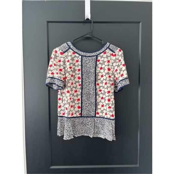Boden Floral Short Sleeve Flowy Blouse Size 6 - Picture 1 of 4